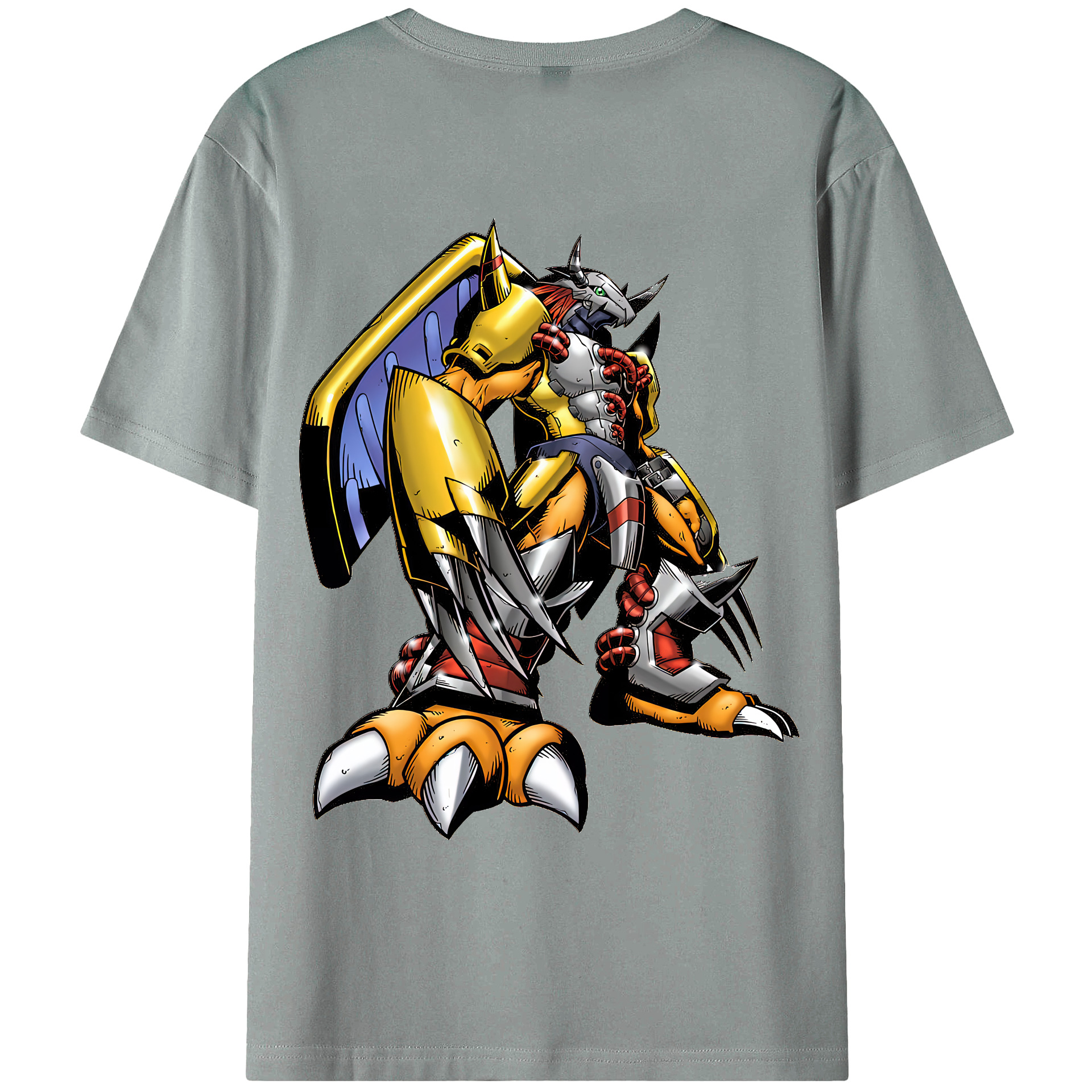 （画像用） Digimon デジタルモンスター/デジモン 綿100％ メンズ半袖Tシャツ（バックプリント） 通気性